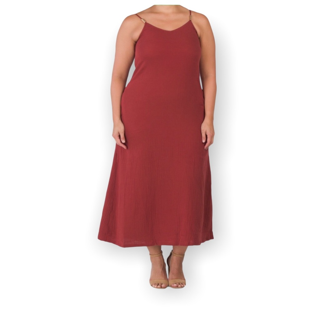 T Tahari - Women’s Sleeveless Cotton Crinkle Gauze Maxi Dress
